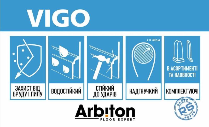 Плінтус підлоговий білий Arbiton VIGO 80 Арбитон ВІГО 01 (15х80х2200)